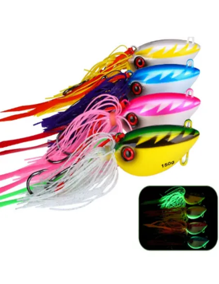 Artificiale da Pesca Verticale Kolpo Luminescente con Doppio Assist Hook e Testa a Polpo Jig Kolpo