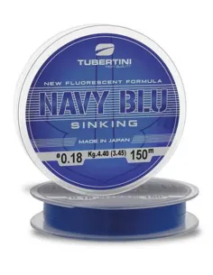 Tubertini Navy Blu 150 – Fluorescent, Sinking, High Knot Strength English Fishing Monofilament