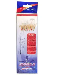 Sabiki TUBERTINI T-110 – Phosphorescent Sabiki with Fish Skin and Crystal Flash