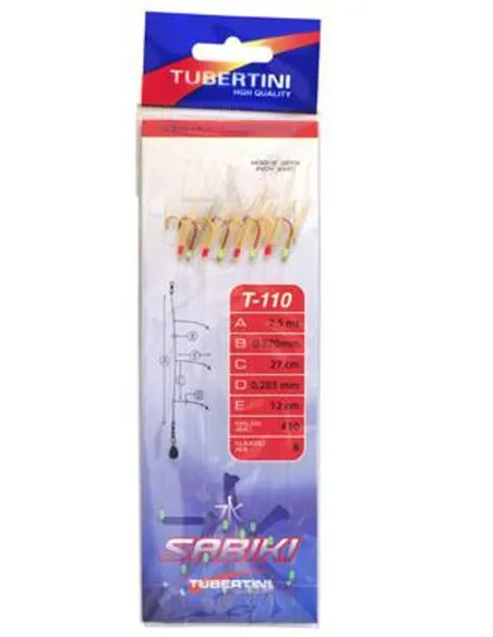 Sabiki TUBERTINI T-110 – Phosphorescent Sabiki with Fish Skin and Crystal Flash