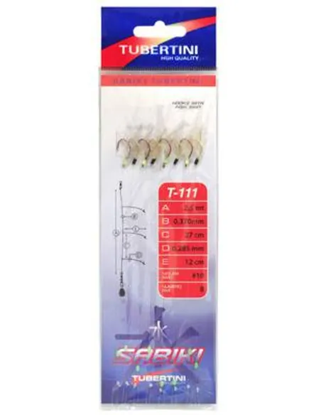 Sabiki TUBERTINI T-111 – Sabiki con Pelle di Pesce e Crystal Flash per Fondale e Pelagici Sabiki Tubertini
