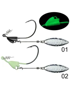 KOLPO Amo per Esche Siliconiche 2 pz – Paletta Ondulante, Black Bass e Luccio, Black o Green Ami Spinning Kolpo 2