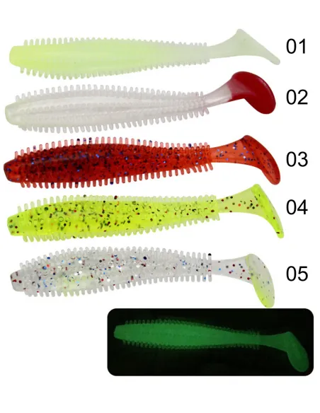KOLPO Soft Lure 9 cm 4 g – Esca Spinning Vibrante, 5 Colorazioni, Alta Attrattiva, 1 pz Siliconici Kolpo