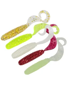 Kolpo Soft Worm Falcetti 6.5 cm 2.4 g – 5 pcs, 5 Colors, perTrote, Peaches and Black Bass