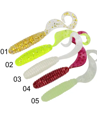 Kolpo Soft Worm Falcetti 6,5 cm 2,4 g – 5 pz, 5 Colori, perTrote, Persici e Black Bass Esche per Trote Kolpo