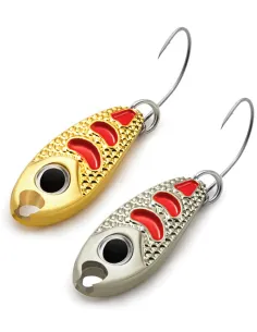 Kolpo Top Vibra Spoon 1.5g – Spoon pesca trote, occhio realistico, vibrazioni attrattive, ami affilati Ondulanti Kolpo