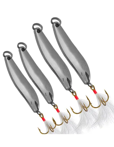 Kolpo Ondulate Silver – Artificiali spinning e traina costiera con ancoretta e piuma, 5-18 g, 1 pz Ondulanti Kolpo