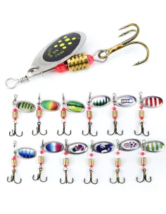 Kolpo Cucchiaino Rotante Spinning 6 cm 2.5 g – 13 Colori – Per Cavedani, Aspi, Trote e Bass Esche Artificiali Cucchiaini Kolpo