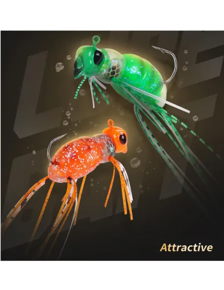 Kolpo Ape Spin Imitazione di Ape Spinning e Mosca – 3.8 cm 10.5 g – Verde/Arancione Siliconici Kolpo