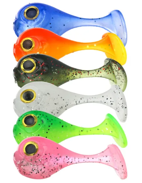 Kolpo Girino 4cm 3pz – Esca Morbida per Trote a Recupero e Spinning, 6 Colori, Occhi 3D Realistici Siliconici Kolpo