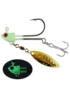 Kolpo Testa Piombata con Amo, Ancoretta e Paletta Rotante 7-10-17g Silver/Glow 2pz Spinning Home Kolpo 2
