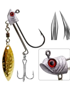 Kolpo Testa Piombata con Amo, Ancoretta e Paletta Rotante 7-10-17g Silver/Glow 2pz Spinning Home Kolpo