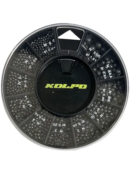 Kolpo Mascot Rotonda Grande – 11 Misure Pallini Spaccati Super Calibrati per Lenza Tecnica Scatole Mascot Piombi Assortiti Kolpo