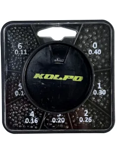 Kolpo Mascot Square with Super Calibrated Split Shot – 7 Weights for Technical Fishing Line