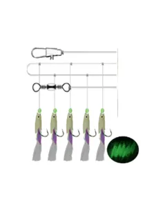 Kolpo Sabiki Glow Fish 5 Hooks – Phosphorescent Rig for Boat Fishing for Mackerel and Horse Mackerel