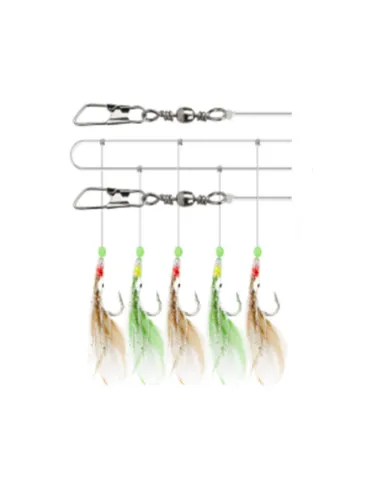 Kolpo Sabiki Octopus Chicken Feathers 5 Ami 1/0 – Montatura Pesca Barca Mare Sabiki Kolpo