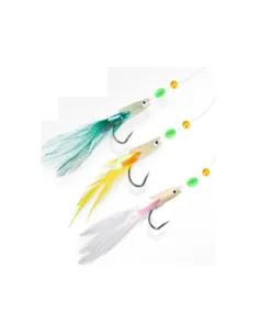 Kolpo Fish Chicken Feathers Sabiki 3 Ami 1/0 – Montatura Professionale con Piume Naturali Mare Sabiki Kolpo