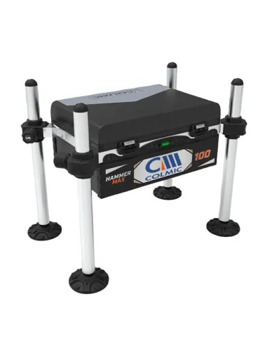 Colmic Hammer Max 100/110 – Compact and Customizable Fishing Seat Boxes with Compartment and Reclining Backrest