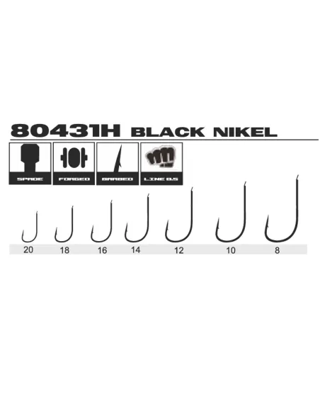 Kolpo Ami da Pesca Brutale 80431H Black Nickel con Paletta – Forgiati con Ardiglione Filo 0.5 mm - 20pz Ami Paletta da Pesca ...