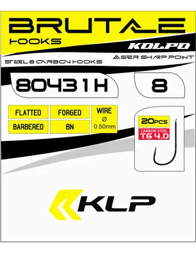 Kolpo Ami da Pesca Brutale 80431H Black Nickel con Paletta – Forgiati con Ardiglione Filo 0.5 mm - 20pz Ami Paletta da Pesca ...