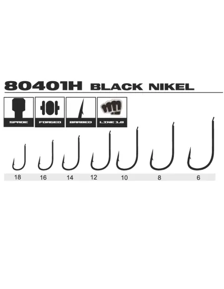 Kolpo Ami da Pesca Brutale 80401H Black Nickel con Paletta Forgiati Filo 1.0 mm con Micro Ardiglione – 20 Pezzi Ami Paletta d...