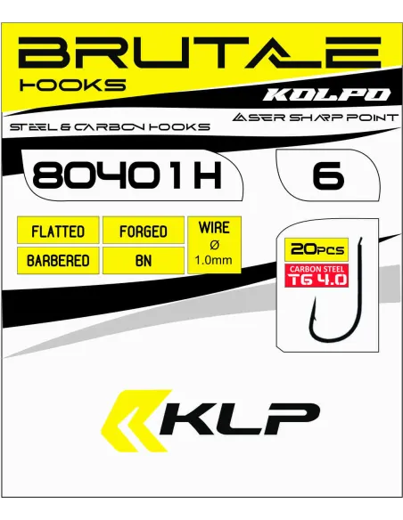 Kolpo Ami da Pesca Brutale 80401H Black Nickel con Paletta Forgiati Filo 1.0 mm con Micro Ardiglione – 20 Pezzi Ami Paletta d...