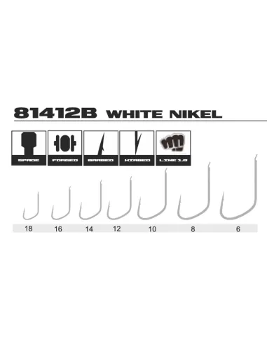 Kolpo Ami da Pesca Brutale 81412B White Nickel Forgiati con Paletta e Ardiglione Filo 1.0 mm – 20 Pezzi Ami Paletta da Pesca ...