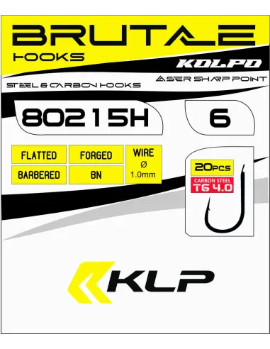 Kolpo Ami da Pesca Brutale 80215H Black Nickel Forgiati con Paletta e Ardiglione Filo 1.0 mm – Confezione 20 Pezzi Ami Palett...