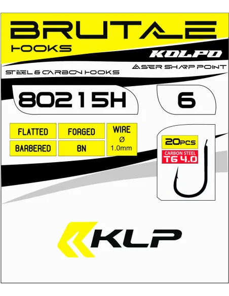 Kolpo Ami da Pesca Brutale 80215H Black Nickel Forgiati con Paletta e Ardiglione Filo 1.0 mm – Confezione 20 Pezzi Ami Palett...