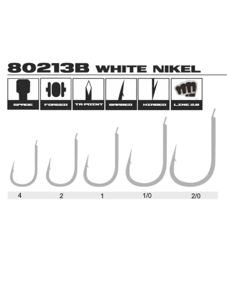 Kolpo Ami da Pesca Brutale 80213B White Nickel Forgiati con Paletta e Ardiglione Filo 2.0 mm – Confezione 20 Pezzi Ami Palett...
