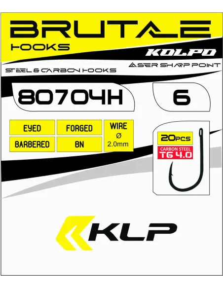 Kolpo Ami da Pesca Brutale 80704H Black Nickel Forgiati con Occhiello e Punta Super Cut – 20 Pezzi Ami Occhiello da Pesca Kolpo
