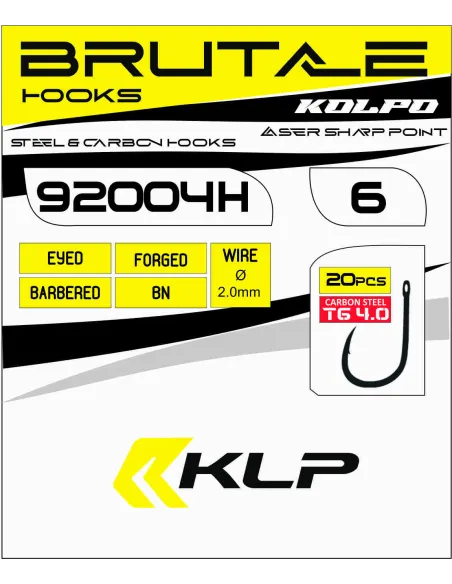 Kolpo Brutale 92004H Black Nickel Forged Fishing Hooks with Eye and Super Cut Point – Pack of 20