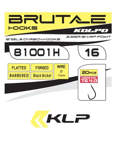 Kolpo Ami Brutale 81001H Black Nickel Forgiati con Paletta e Punta Super Cut – 20 Pezzi Ami Paletta da Pesca Kolpo
