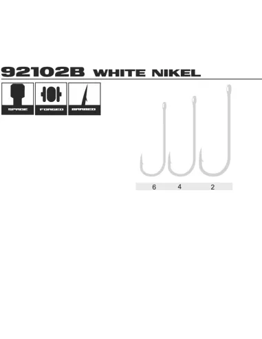 Kolpo Brutale 92102B White Nickel Forged Hooks with Eye and Super Cut Tip – 20 Pieces