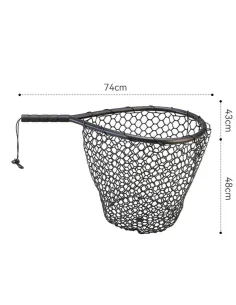Kolpo Black Rubberized Landing Net 76 cm – Head 44x43 cm, Deep Net 53 cm Trou Area 2