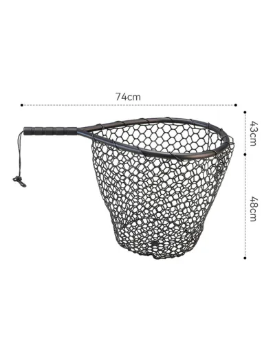 Kolpo Black Rubberized Landing Net 76 cm – Head 44x43 cm, Deep Net 53 cm Trou Area