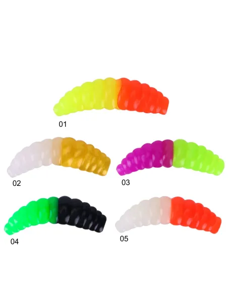 Camola Bicolor Kolpo 3.5cm 1.4g Super Attrattiva – 5 Pezzi per Trota Trout Area e Spinning Siliconici Kolpo