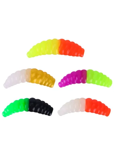 Camola Bicolor Kolpo 3.5cm 1.4g Super Attrattiva – 5 Pezzi per Trota Trout Area e Spinning Siliconici Kolpo