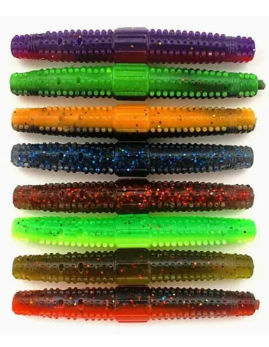 Set of 8 Kolpo Spinning Black Bass Soft Bait Rubber Worms for Lake and River