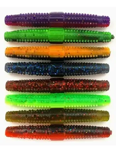 Set 8 Vermi Rattling Kolpo Spinning Black Bass Soft Bait Vibrazione Interna Lago Fiume Siliconici Kolpo