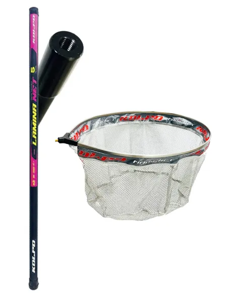 Kolpo Combo Lamina Net + Magic Net Silver – Guadino Telescopico Power Fiber 5m + Testa Universale Guadini Kolpo