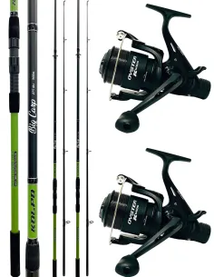 Combo Carpfishing Kolpo 2 Canne 3.60 m 2.75 lb + 2 Oyster Free Spool con Filo – Set Completo Kit Carpfishing Kolpo