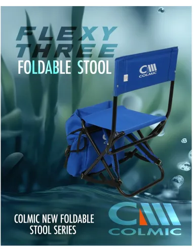 Colmic Flexy Three – Sgabello Pieghevole da Pesca con Schienale e Zaino Integrato Sedie Colmic