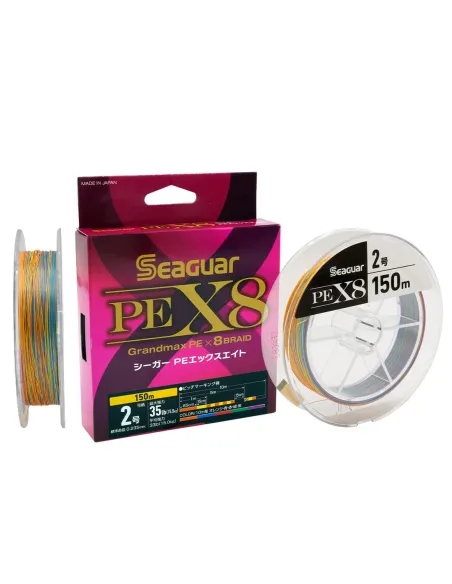 Seaguar PE X8 Grandmax 150 m – Treccia Giapponese 8 Fili Multicolor ad Altissima Sensibilità Trecciati Seaguar