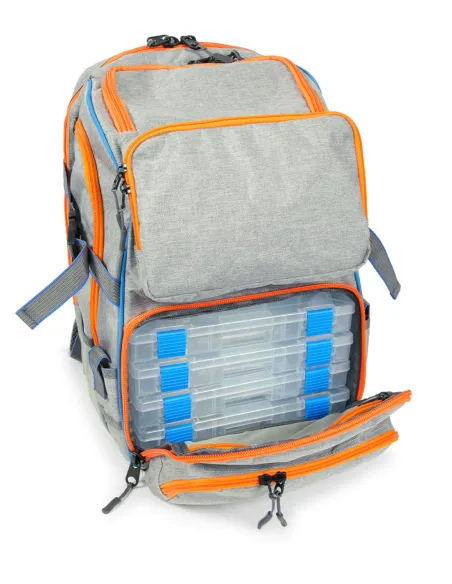 Colmic COLORADO 3600 GREY ESSENCE – Ultra-Organized Professional Fishing Backpack with 4 Boxes Included