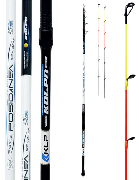 Kolpo Posidanea Canna Bolentino Telescopica 3,60 m 4,20 m 50-250 g Carbonio Alto Modulo 2 Vette Canne da Barca Kolpo