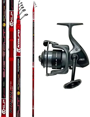 Kolpo Combo Trota Lago Big Trout 4,00 m + Mulinello Aria 3000 con Nylon Pesca Bombarda Tremarella Piombino Kit Trota Kolpo