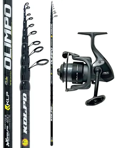 Kolpo Combo Olimpo Tele Match 4,20-4,50 m 50-100 g + Aria 3000 con Nylon Canna Match Bombarda Fondo Kit Bolognese Kolpo