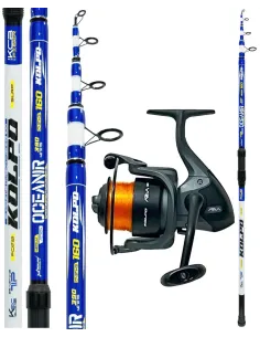 Kolpo Oceanir Surfcasting Combo 3.90-4.20 m 160 g + Aria 6000 Reel with Nylon Ready for Sea Fishing