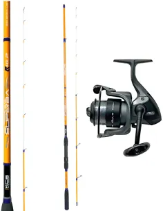 Kolpo Combo Eging Superba Seppia 2,40 m 120 g + Mulinello Aria 3000 con Nylon| Canna pesca Cefalopodi Kit Spinning Kolpo